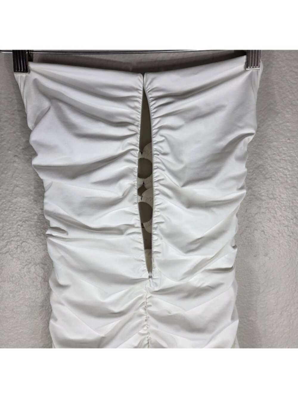 Baby Boo White Ring Linked Cut Out Full Ruched Mini Dress Size S Strapless - Picture 12 of 15